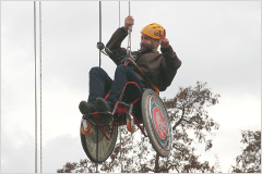Nusle Bridge abseil on wheelchair 2015 - photos