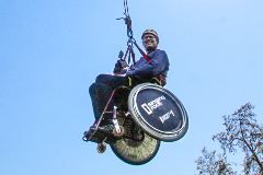 Nusle Bridge abseil on wheelchair 2016