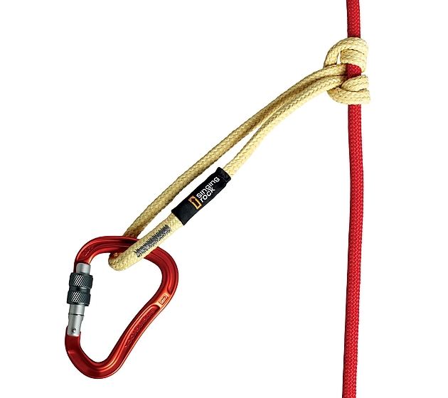 W2611Y035 / ARACORD 35 cm with a Prusik knot on the rope and a carabiner